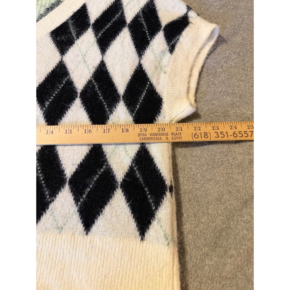Free People Sweater Women's Small Through The Motions Argyle Vest Cropped Boxy - Picture 13 of 14